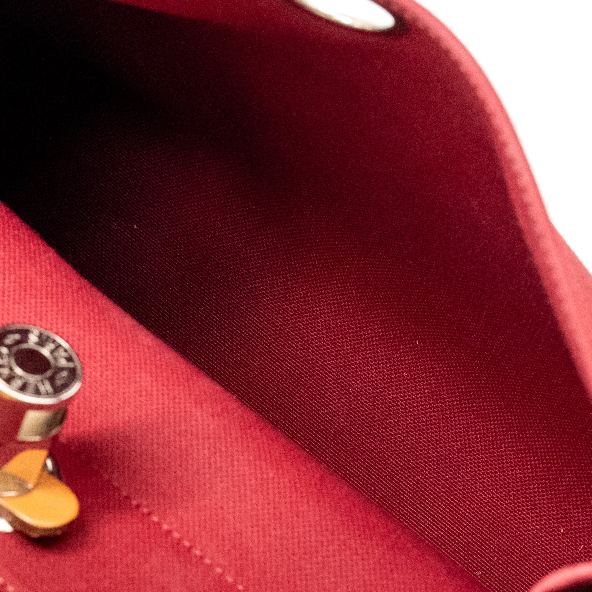 HERMES HERBAG 31 ZIP BAG CANVAS/HUNTER LEATHER RED SHW