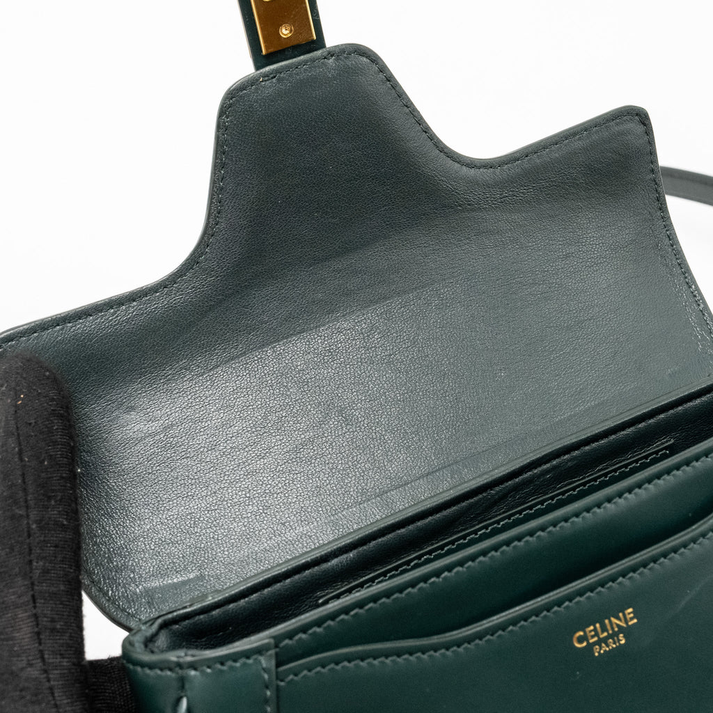 CELINE SMALL BESACE BAG CALFSKIN DARK GREEN GHW