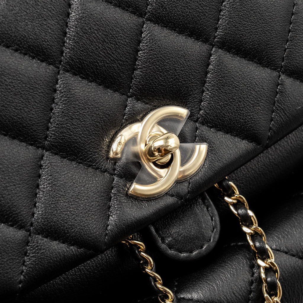 CHANEL 23C LARGE DUMA BACKPACK CALFSKIN BLACK LGHW (MICROCHIP)
