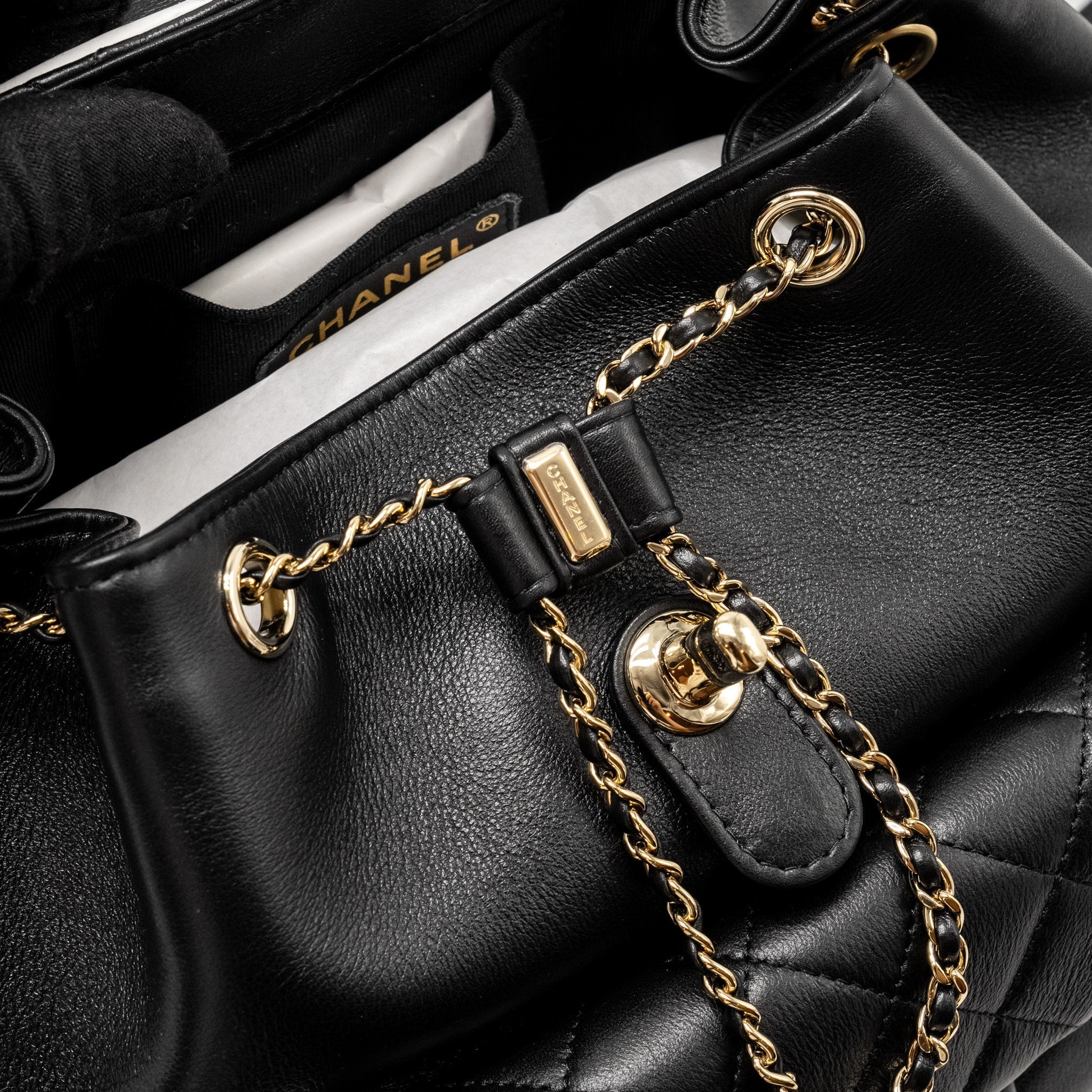 CHANEL 23C LARGE DUMA BACKPACK CALFSKIN BLACK LGHW (MICROCHIP)