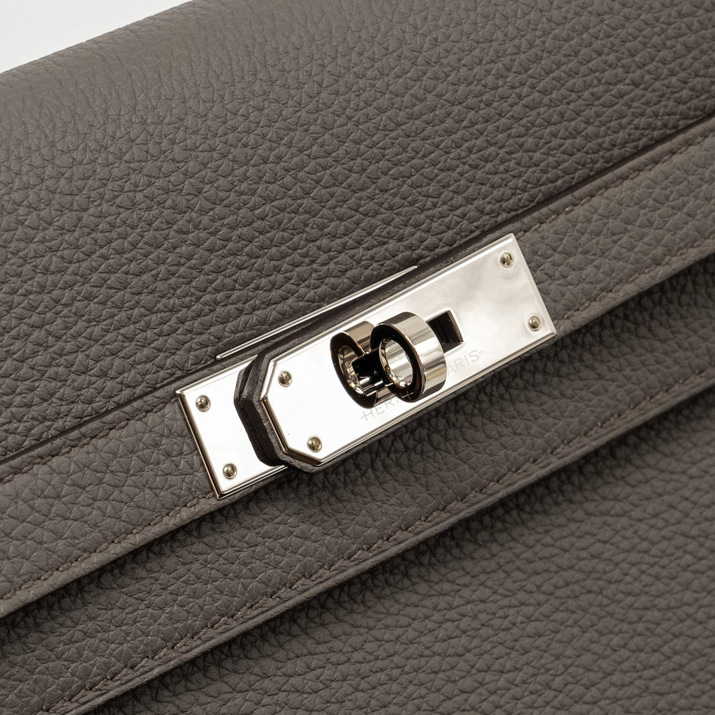 HERMES POCHETTE KELLY DEPECHES 25 TOGO GRIS ETAIN SHW