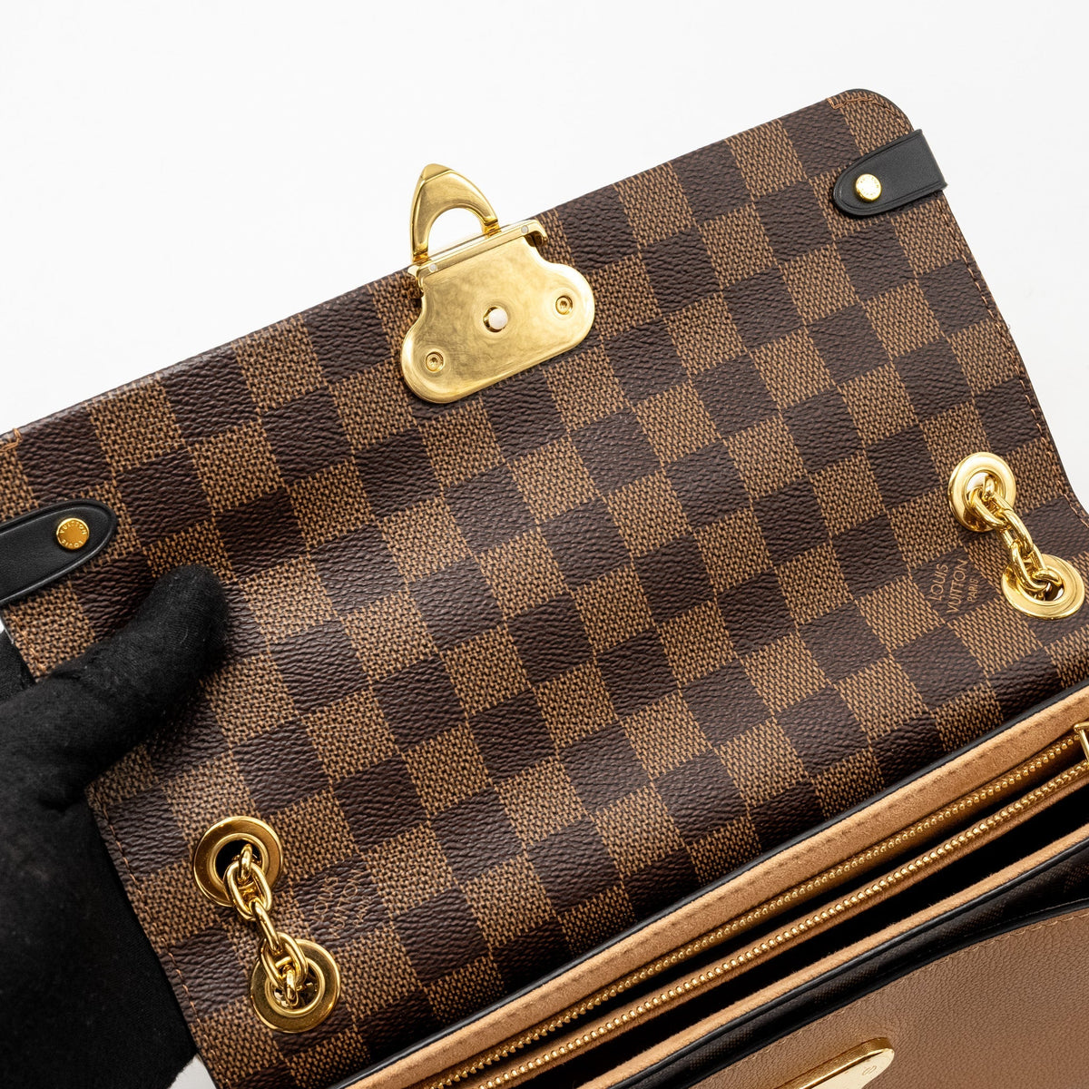 LOUIS VUITTON VAVIN PM DAMIER EBENE CANVAS BEIGE GHW