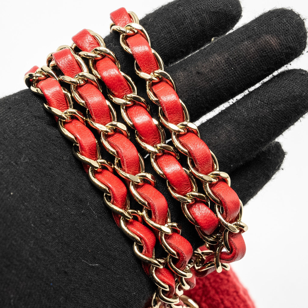 CHANEL MINI RECTANGULAR FLAP BAG TWEED RED LGHW (MICROCHIP)
