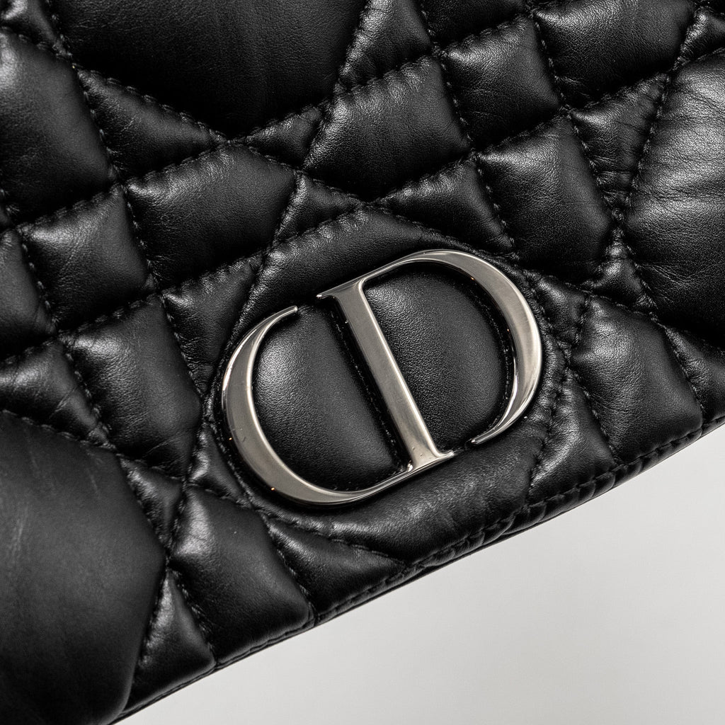 DIOR MINI CARO FLAP BAG CALFSKIN BLACK/ BLACK HARDWARE
