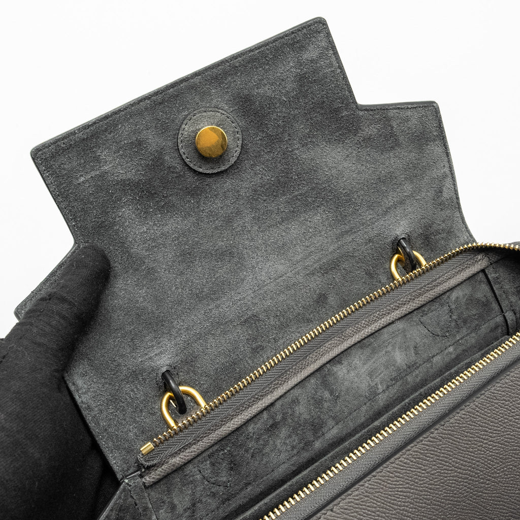 CELINE MINI BELT BAG GRAINED CALFSKIN GREY GHW