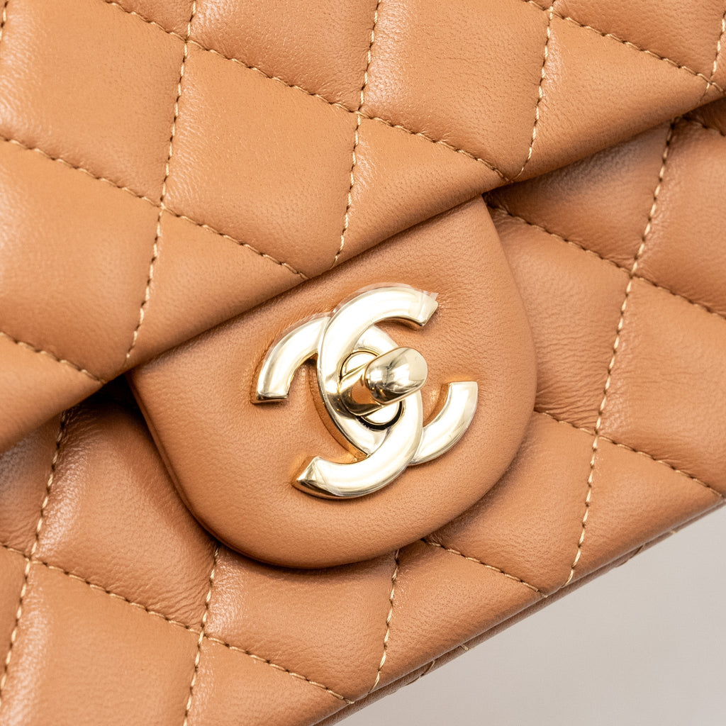 CHANEL MINI RECTANGULAR FLAP BAG LAMBSKIN DARK BEIGE LGHW