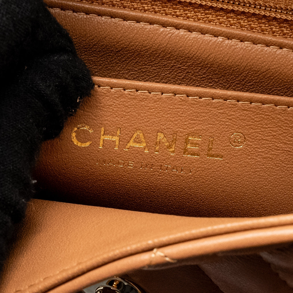 CHANEL MINI RECTANGULAR FLAP BAG LAMBSKIN DARK BEIGE LGHW