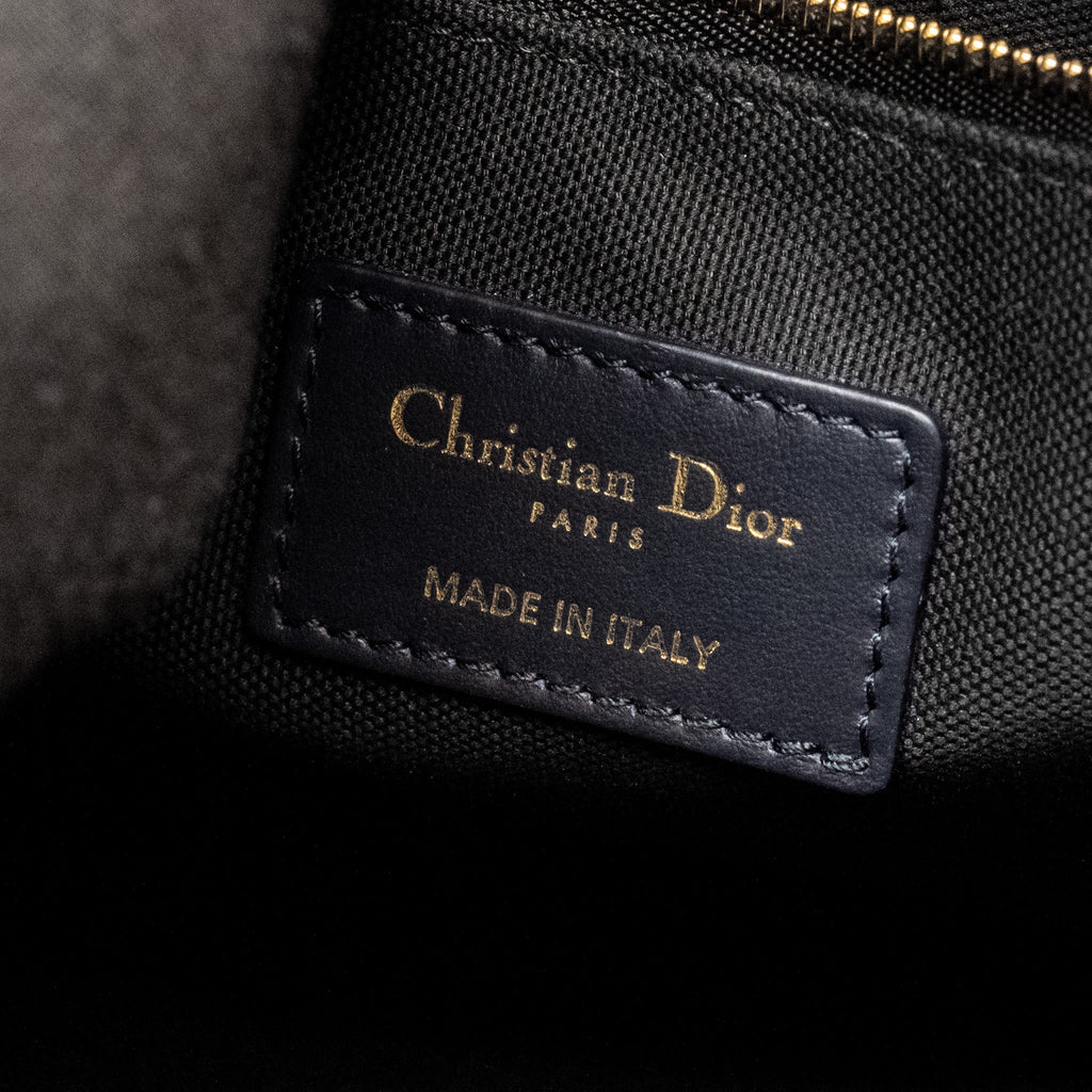 DIOR SMALL BOOK TOTE BLUE OBLIQUE EMBROIDERY/CALFSKIN GHW