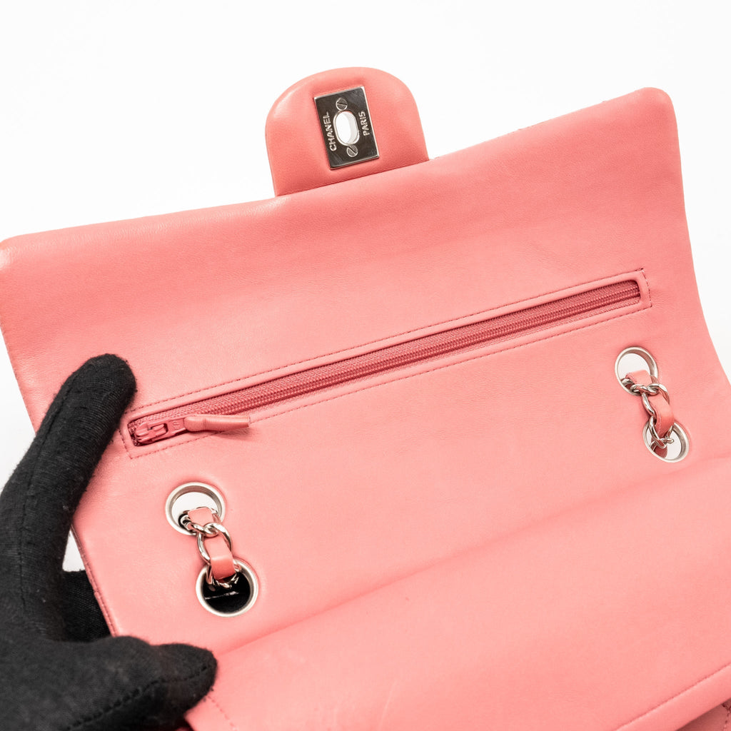 CHANEL MEDIUM CLASSIC DOUBLE FLAP BAG LAMBSKIN PINK SHW