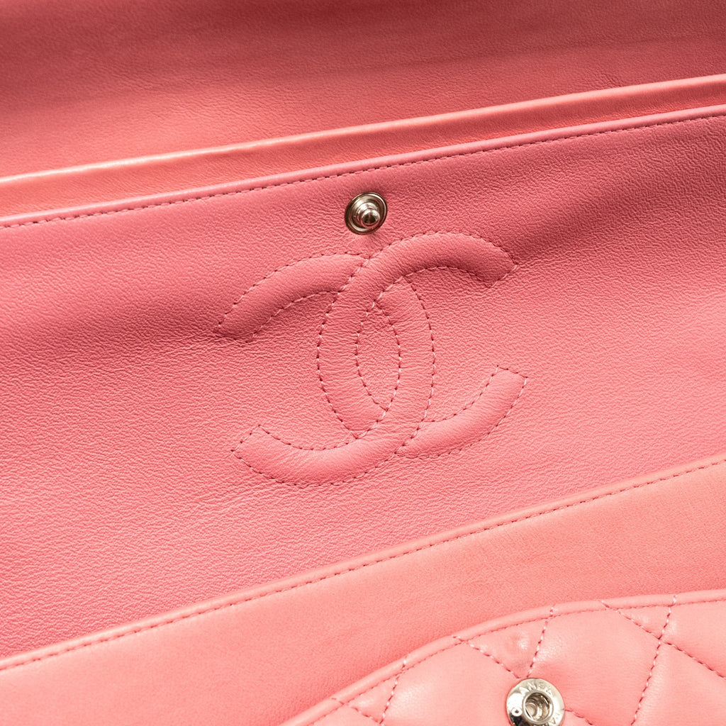CHANEL MEDIUM CLASSIC DOUBLE FLAP BAG LAMBSKIN PINK SHW
