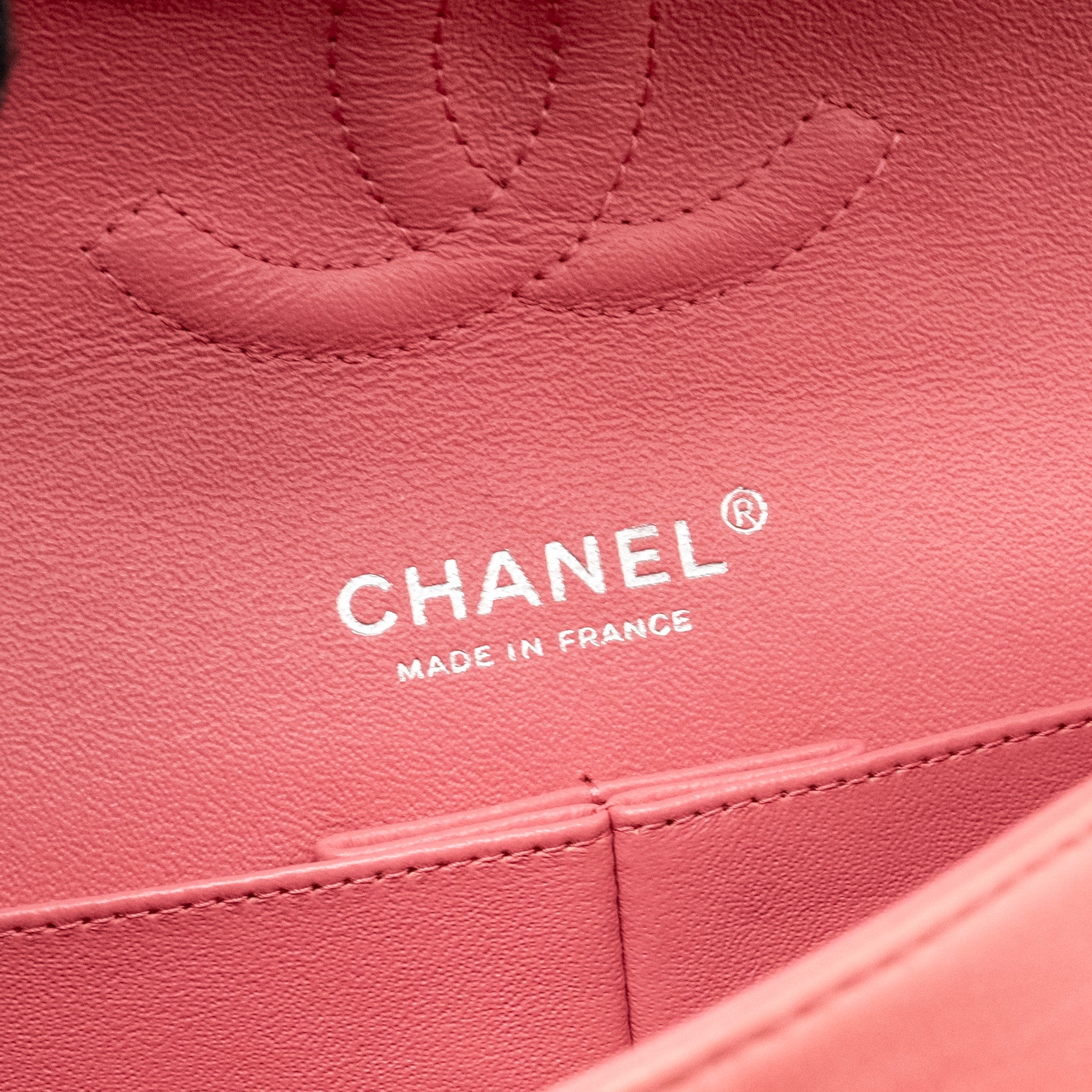CHANEL MEDIUM CLASSIC DOUBLE FLAP BAG LAMBSKIN PINK SHW