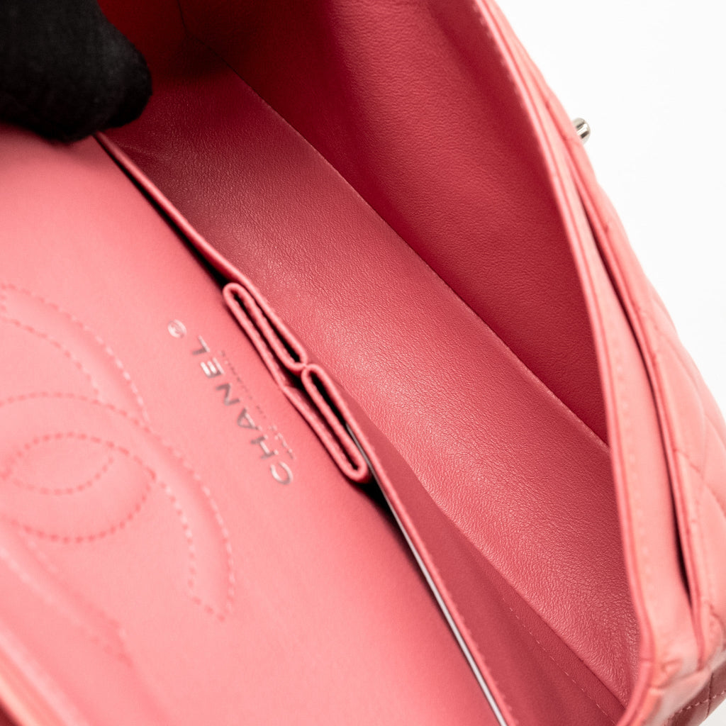 CHANEL MEDIUM CLASSIC DOUBLE FLAP BAG LAMBSKIN PINK SHW