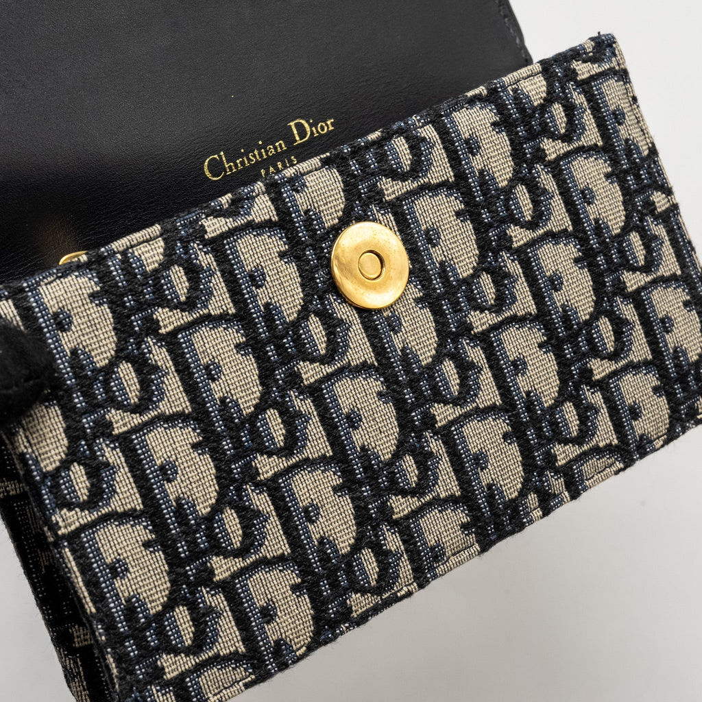 DIOR SADDLE BELT BAG/POUCH BLUE OBLIQUE JACQUARD CANVAS GHW