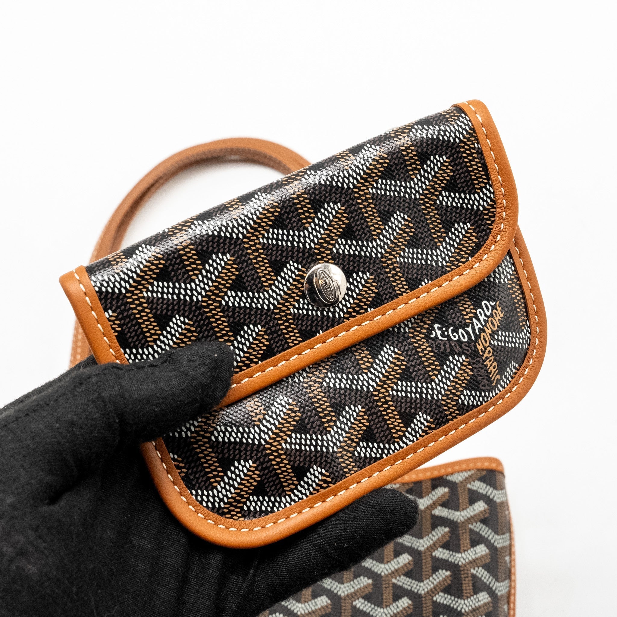 GOYARD MINI ANJOU TOTE BAG GOYARDINE CANVAS / CALFSKIN TAN SHW