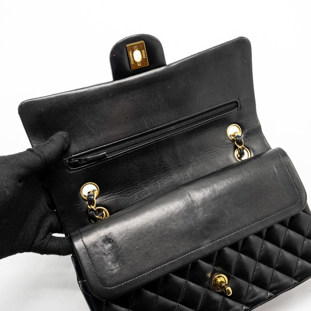 CHANEL MEDIUM CLASSIC DOUBLE FLAP BAG LAMBSKIN BLACK GHW