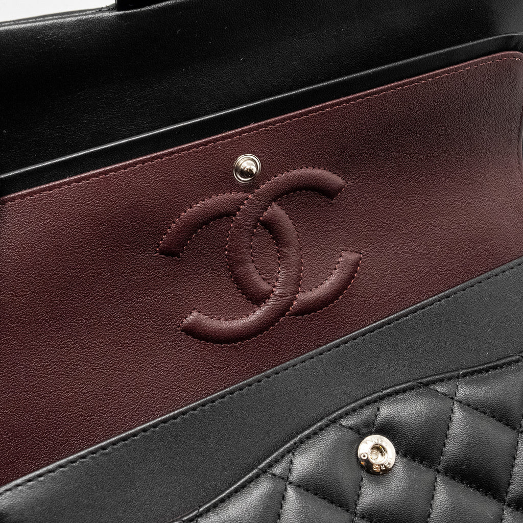 CHANEL MEDIUM CLASSIC DOUBLE FLAP BAG LAMBSKIN BLACK SHW (MICROCHIP)