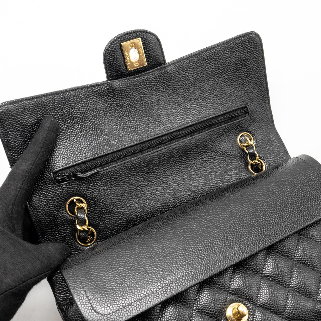 CHANEL MEDIUM CLASSIC DOUBLE  FLAP BAG CAVIAR BLACK GHW