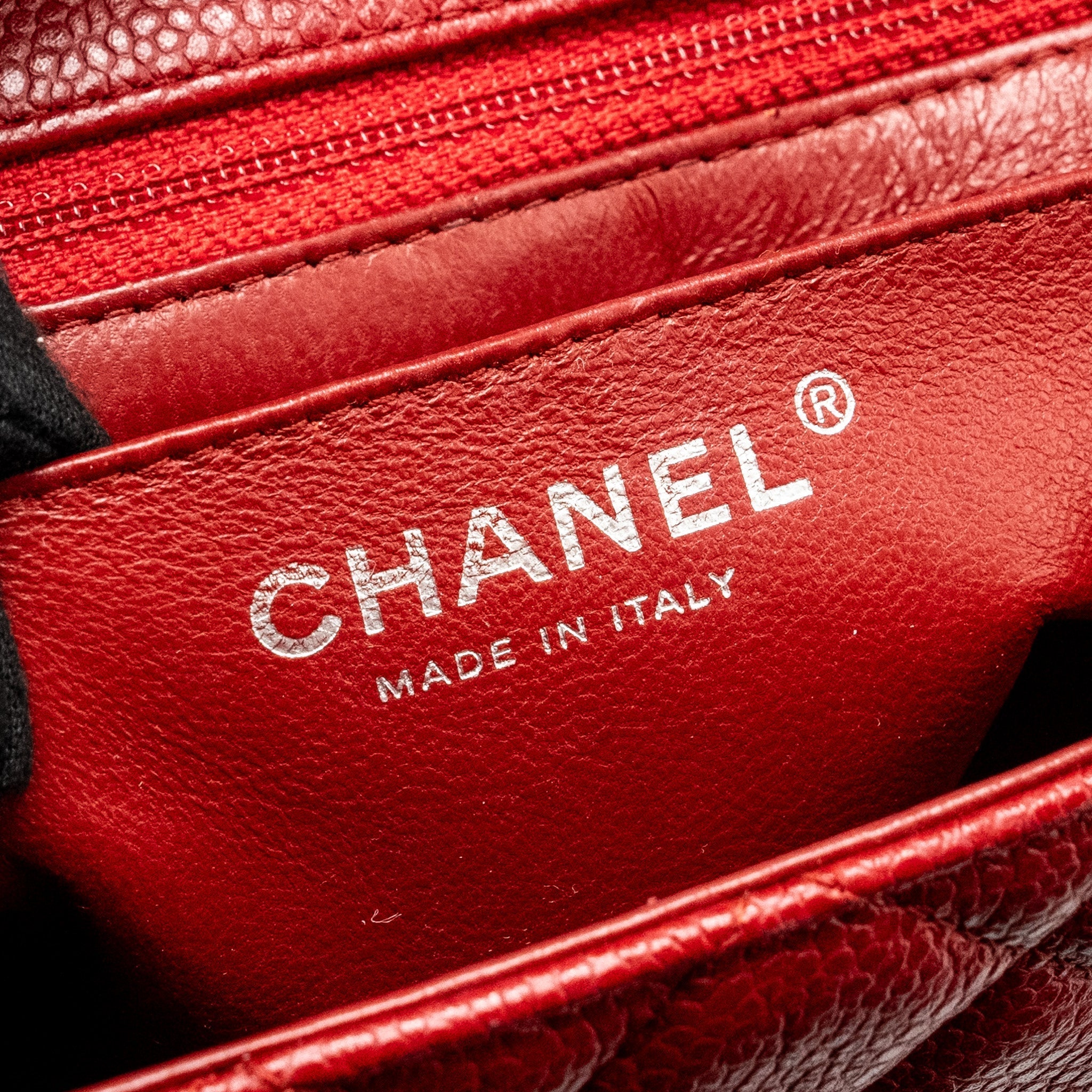 CHANEL MINI SQUARE FLAP BAG CAVIAR RED SHW