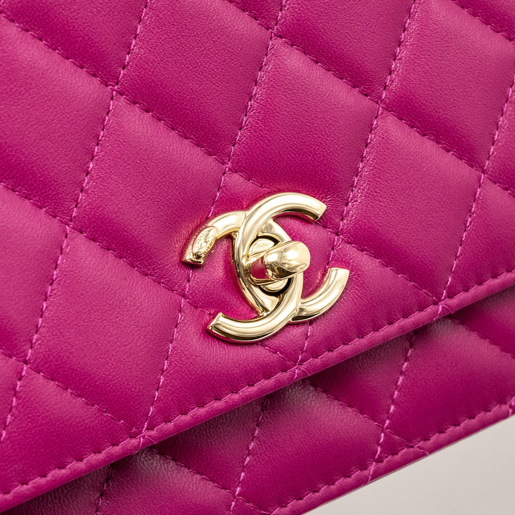 CHANEL TRENDY CC WALLET ON CHAIN LAMBSKIN FUCHSIA GHW