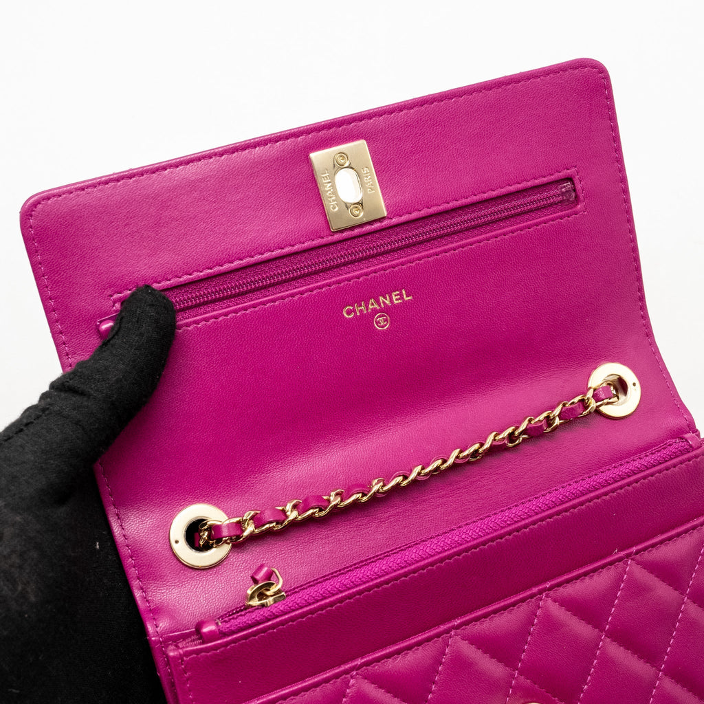 CHANEL TRENDY CC WALLET ON CHAIN LAMBSKIN FUCHSIA GHW