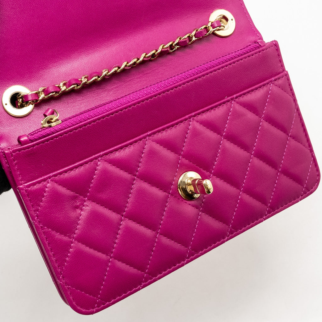 CHANEL TRENDY CC WALLET ON CHAIN LAMBSKIN FUCHSIA GHW