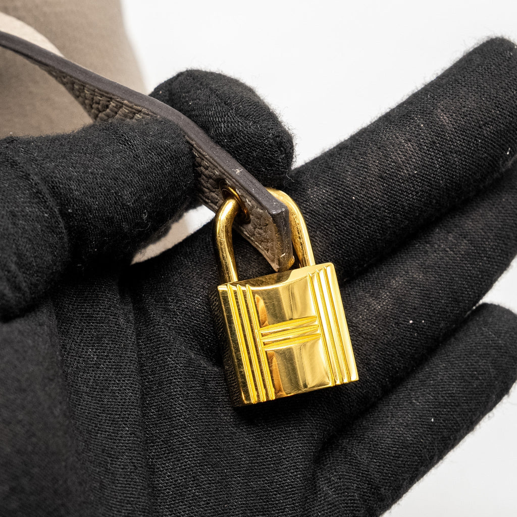 HERMES PICOTIN 18 LOCK BAG TAURILLON MAURICE GRIS ASPHALTE GHW