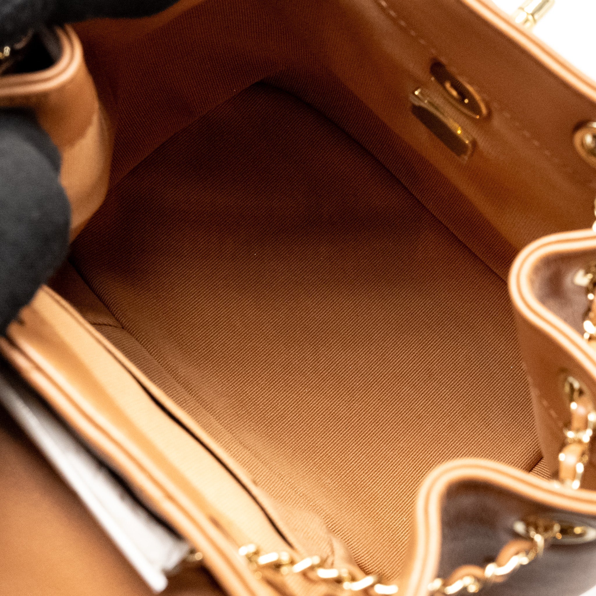 CHANEL 24P MINI DUMA BACKPACK CALFSKIN CARAMEL LGHW (MICROCHIP)