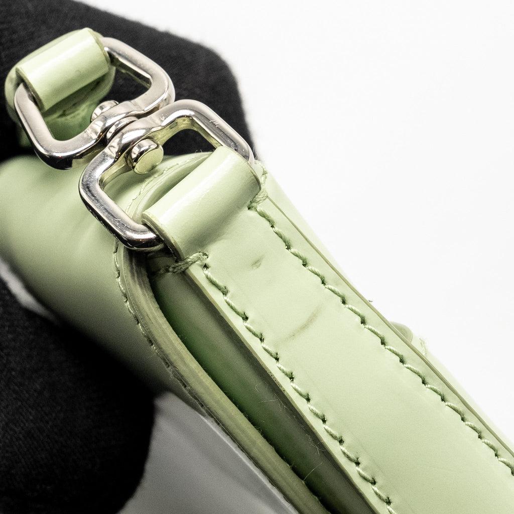 PRADA SMALL CLEO SHOULDER BAG BRUSHED LEATHER LIGHT GREEN SHW