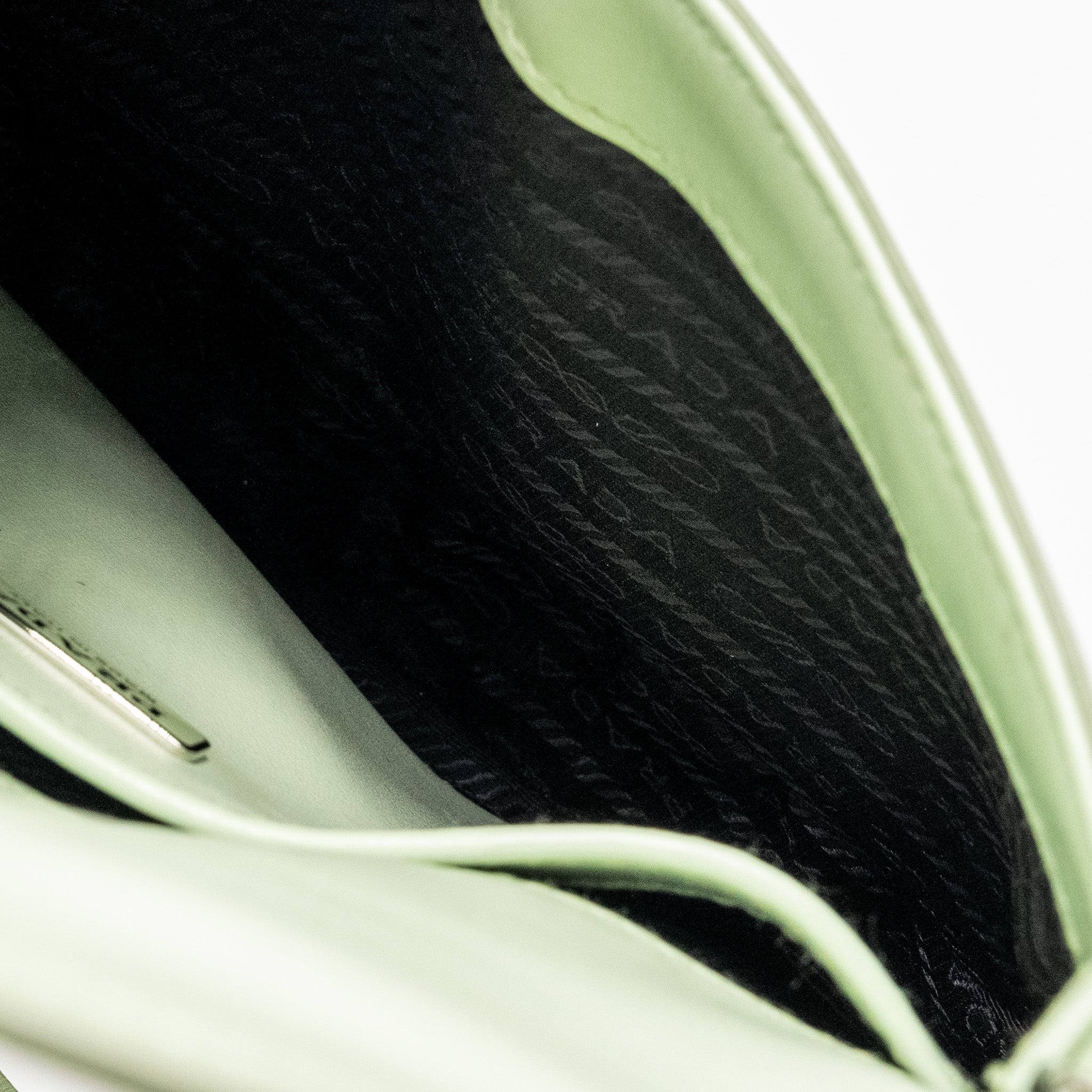 PRADA SMALL CLEO SHOULDER BAG BRUSHED LEATHER LIGHT GREEN SHW