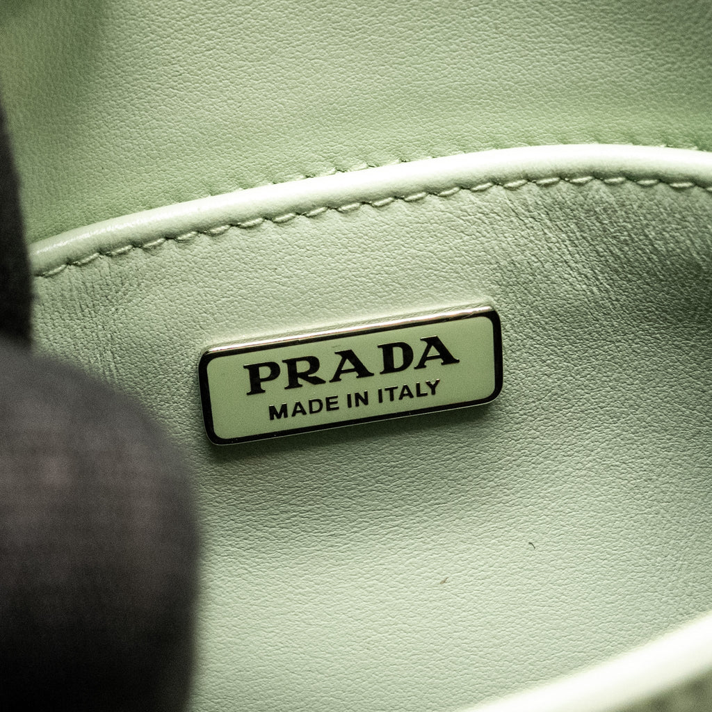 PRADA SMALL CLEO SHOULDER BAG BRUSHED LEATHER LIGHT GREEN SHW