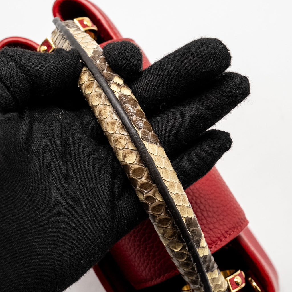 LOUIS VUITTON CAPUCINE BB WITH PYTHON HANDLE TAURILLON RED GHW