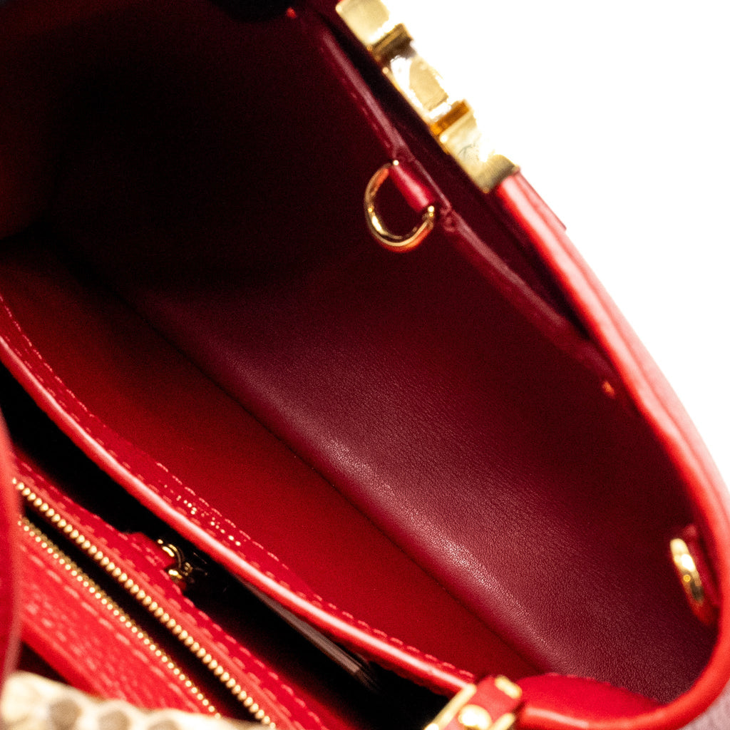 LOUIS VUITTON CAPUCINE BB WITH PYTHON HANDLE TAURILLON RED GHW