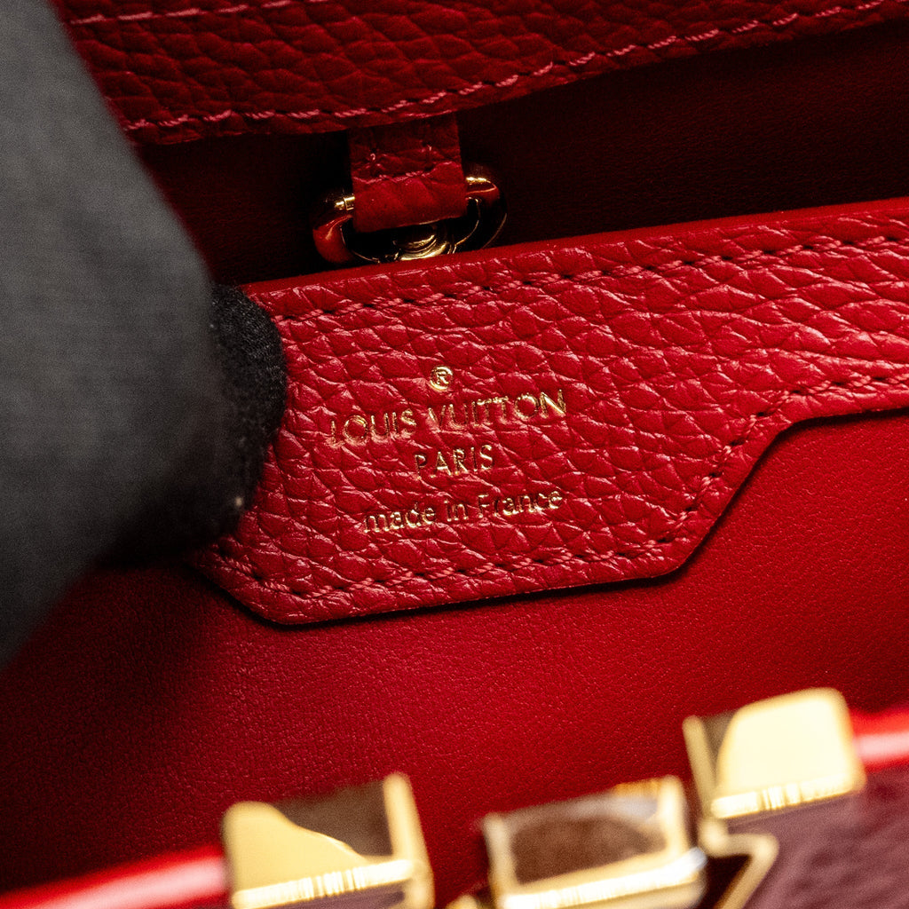 LOUIS VUITTON CAPUCINE BB WITH PYTHON HANDLE TAURILLON RED GHW