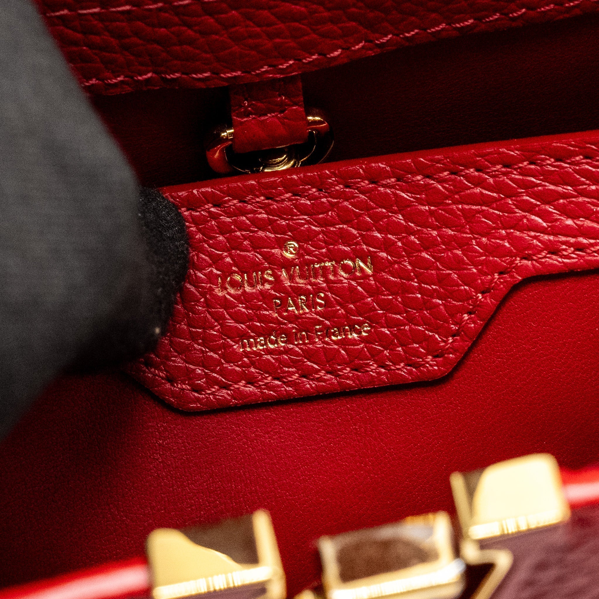 LOUIS VUITTON CAPUCINE BB WITH PYTHON HANDLE TAURILLON RED GHW