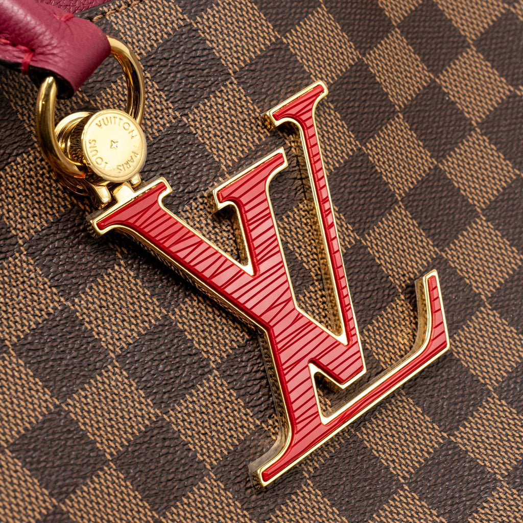 LOUIS VUITTON RIVERSIDE TOTE BAG DAMIER EBENE CANVAS RED/BROWN GHW