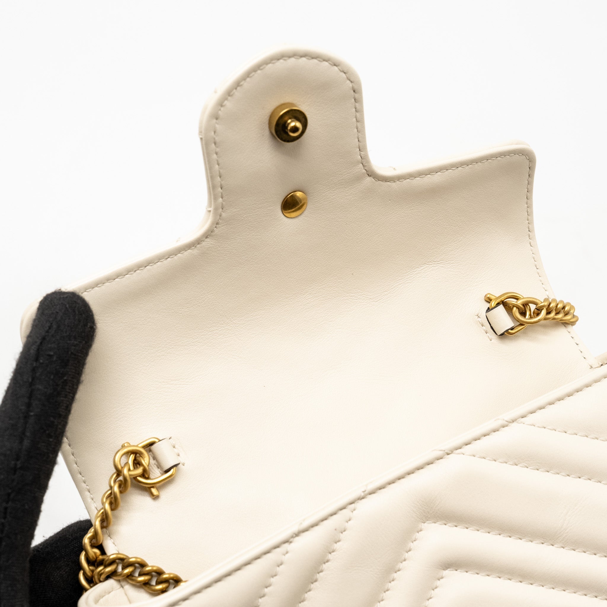 GUCCI GG MARMONT SUPER MINI CALFSKIN WHITE GHW