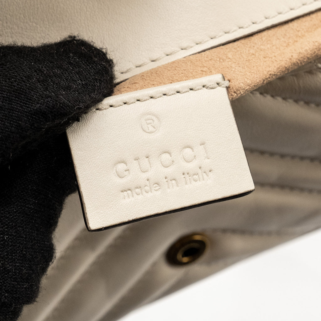 GUCCI GG MARMONT SUPER MINI CALFSKIN WHITE GHW