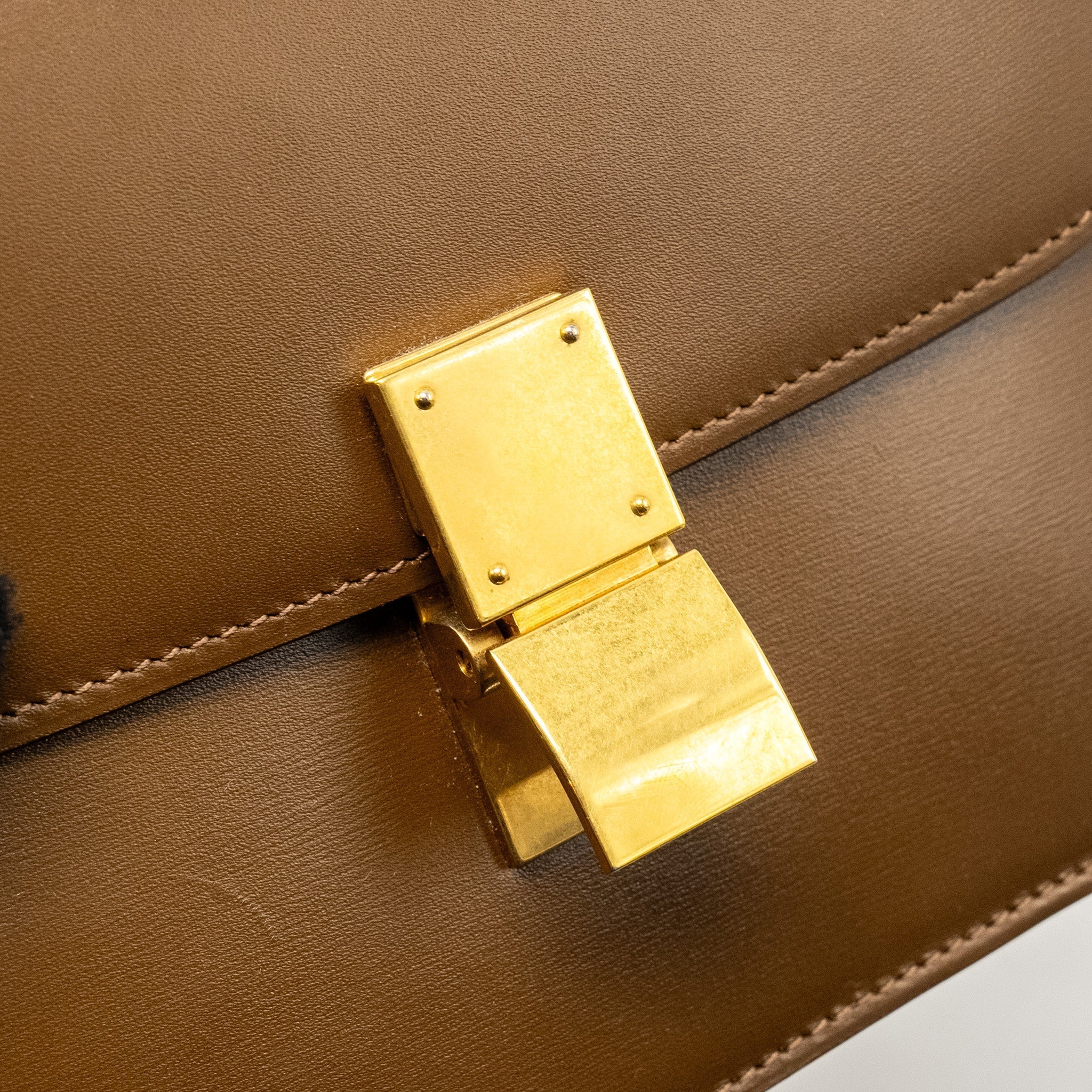 CELINE TEEN CLASSIC BOX BAG CALFSKIN CAMEL GHW