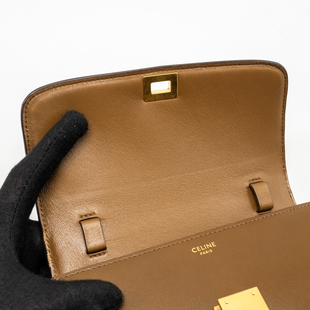 CELINE TEEN CLASSIC BOX BAG CALFSKIN CAMEL GHW