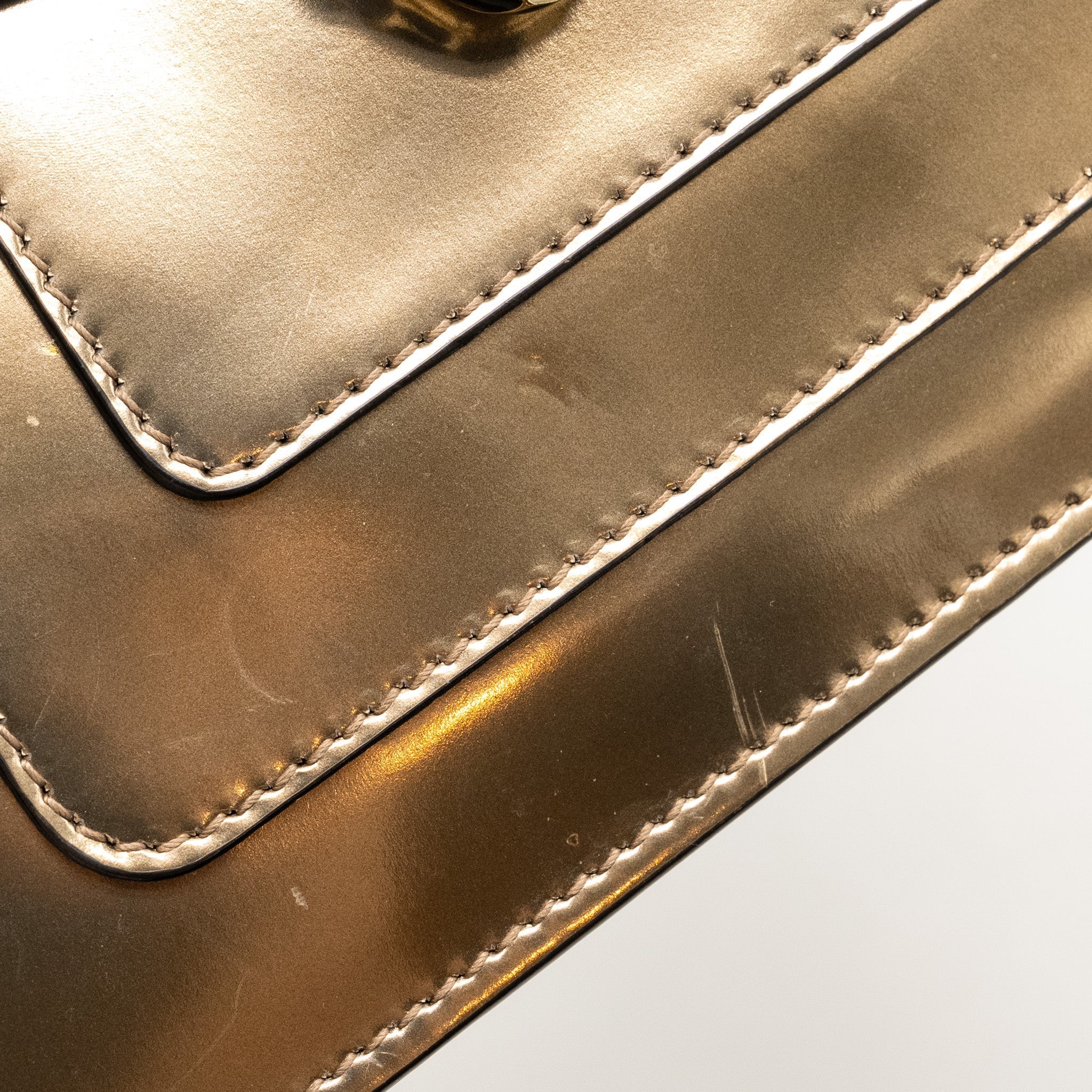 BVLGARI SERPENTI FOREVER SHOULDER BAG PATENT METALLIC GOLD GHW