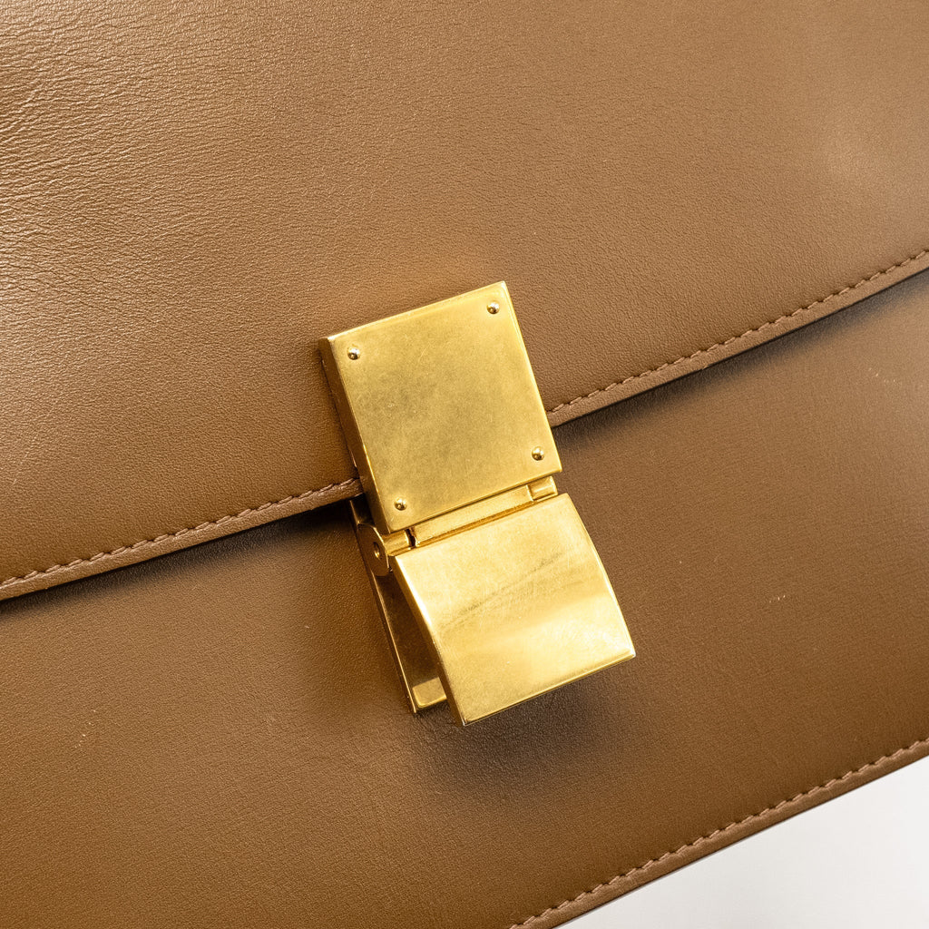 CELINE MEDIUM CLASSIC BOX BAG CALFSKIN CAMEL GHW