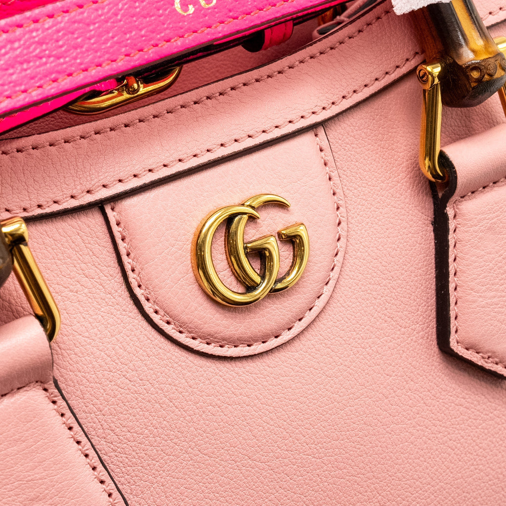 GUCCI MINI DIANA BAMBOO TOTE BAG LEATHER PINK GHW