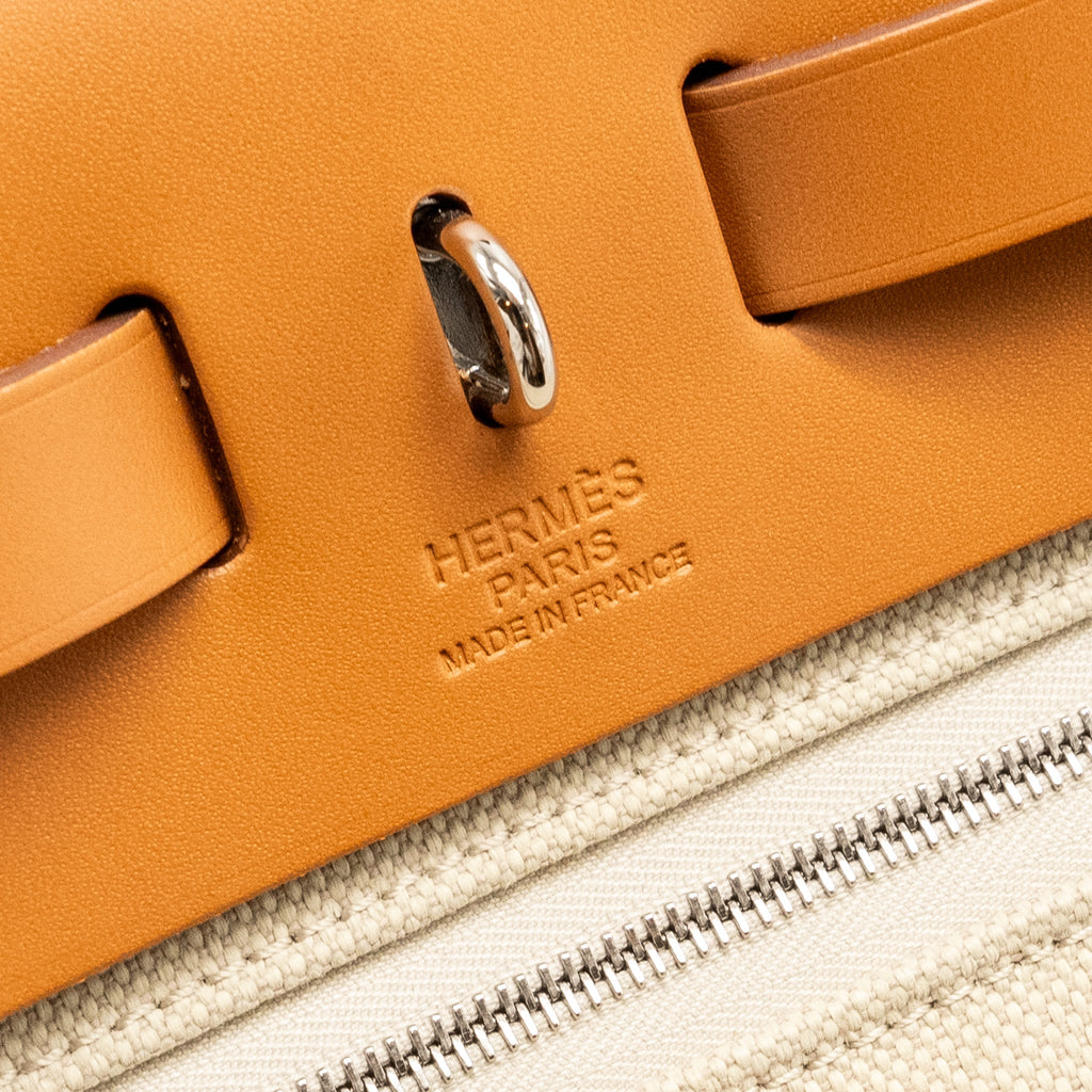 HERMES HERBAG 31 ZIP BAG TOILE MILITAIRE / VACHE HUNTER BETON/ NATURE SHW