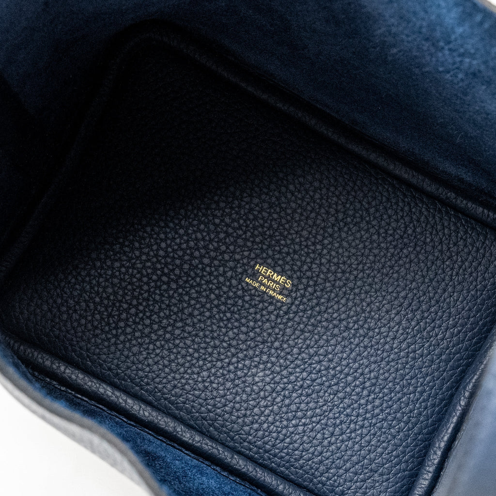 HERMES PICOTIN 18 LOCK BAG CLEMENCE BLEU DE PRUSSE GHW