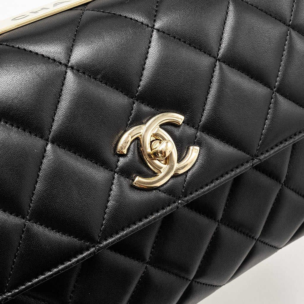 CHANEL TOP HANDLE TRENDY CC FLAP BAG LAMBSKIN BLACK LGHW