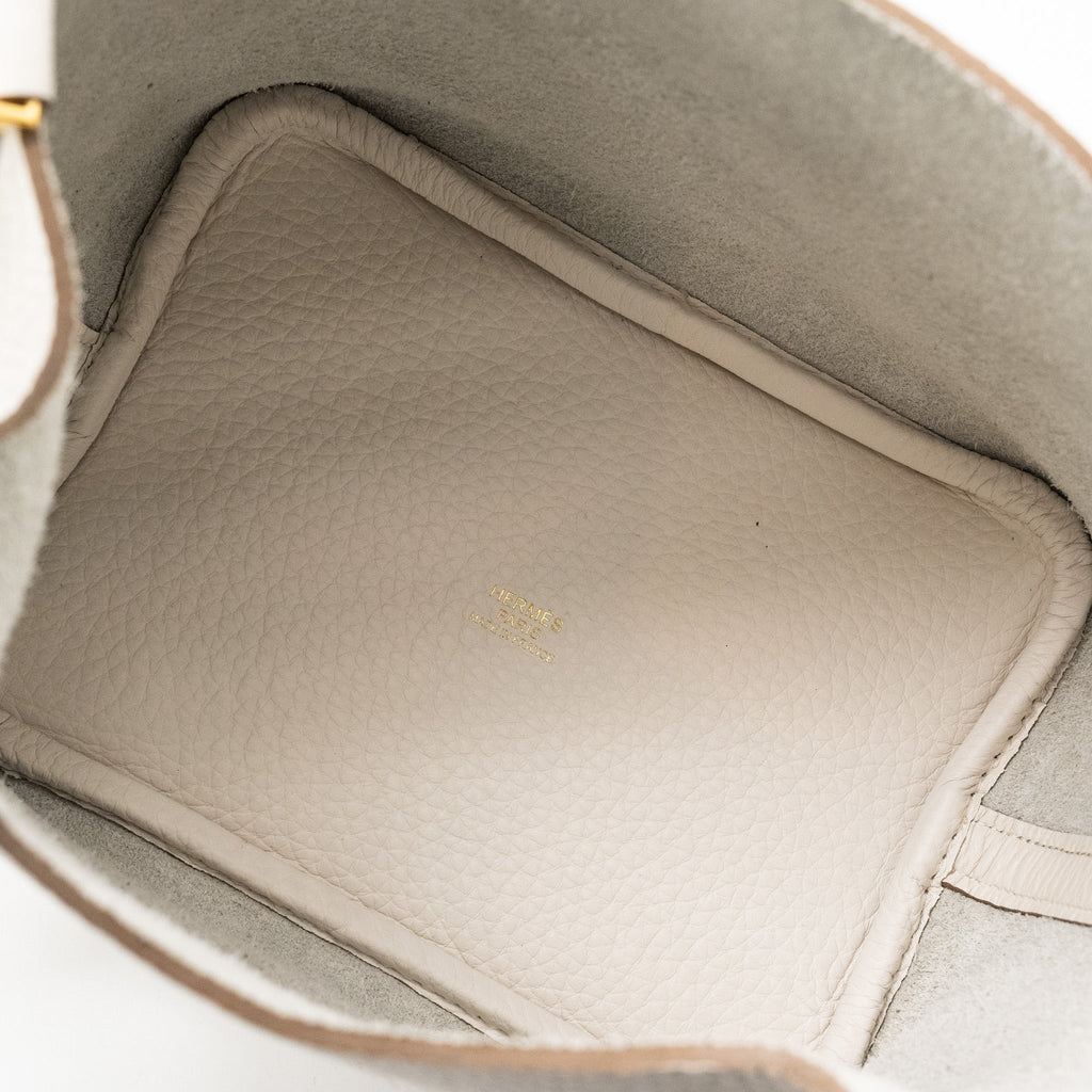 HERMES PICOTIN 18 LOCK BAG CLEMENCE GRIS PALE GHW