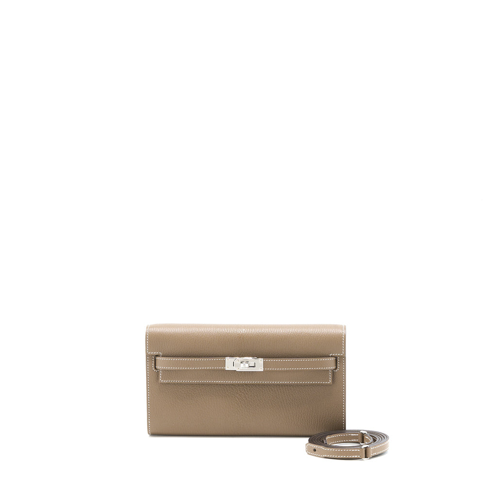 Hermes Kelly To Go Chevre Mysore Etoupe SHW