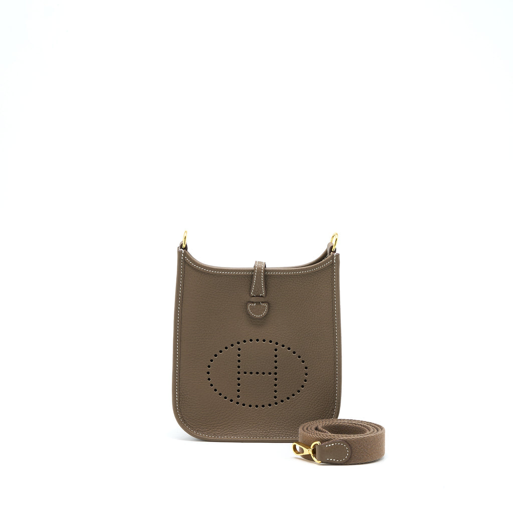 Hermes Mini Evelyne Clemence Etoupe GHW