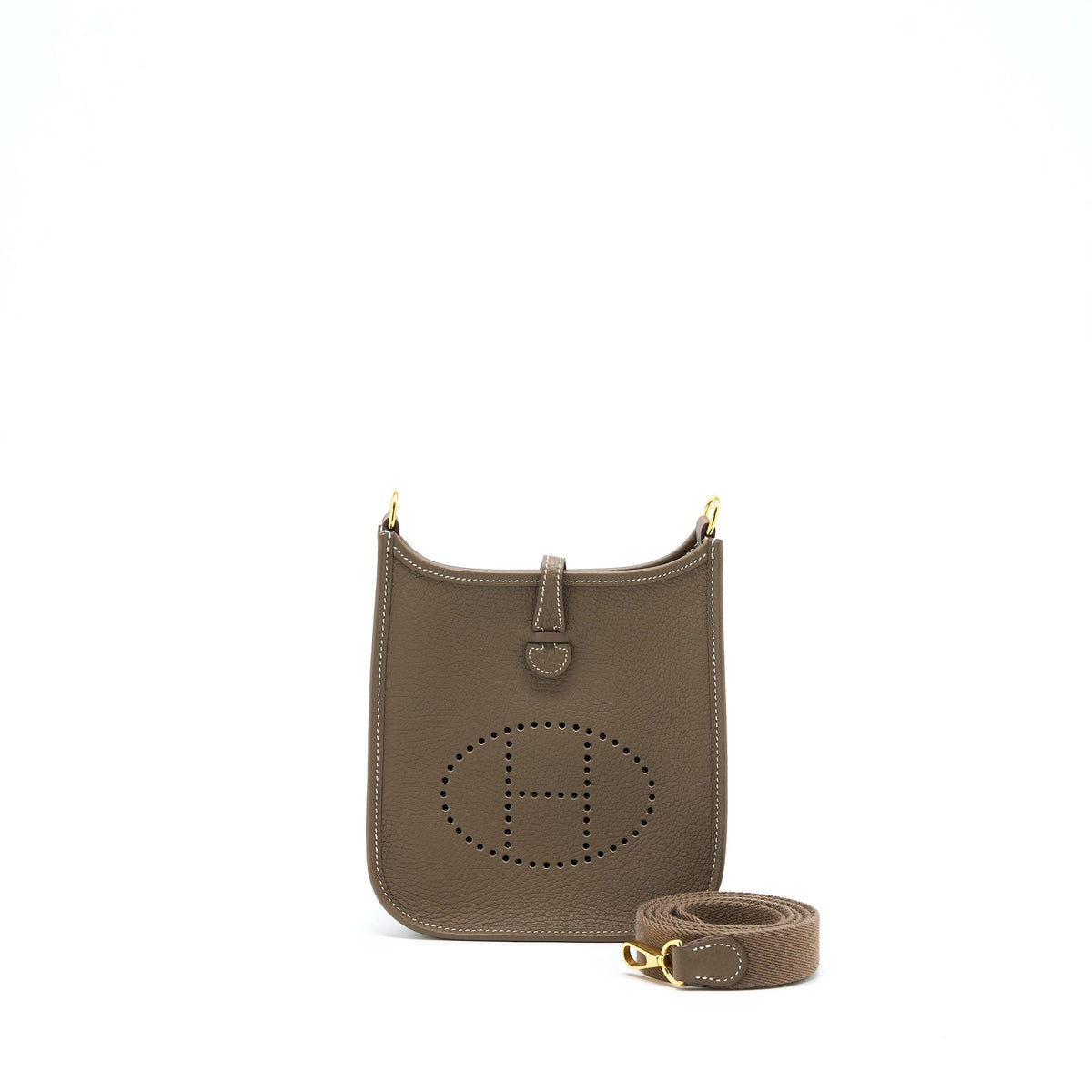 Hermes Mini Evelyne Clemence Etoupe GHW