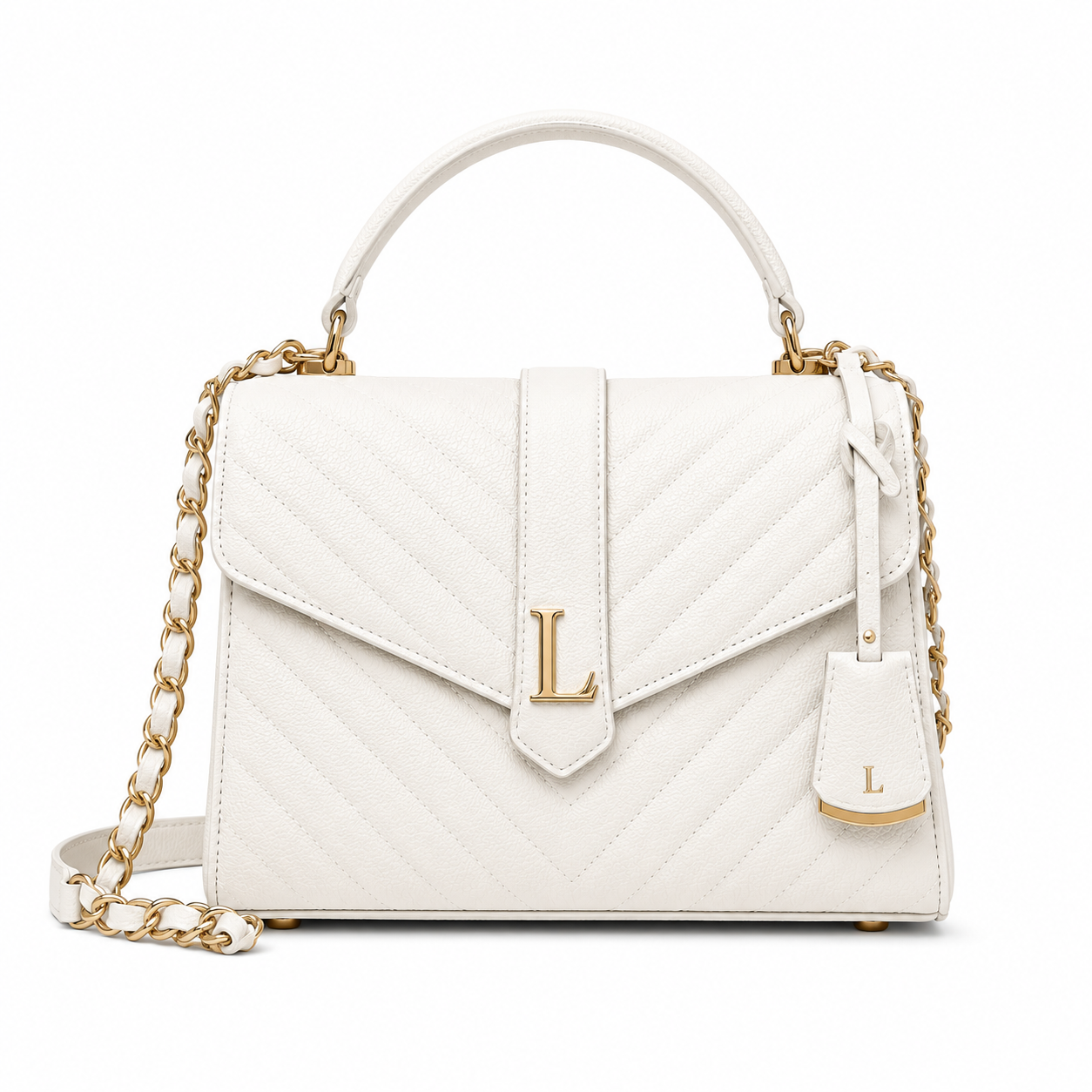 Lorenzia Aventine Chevron Flap — Ivory